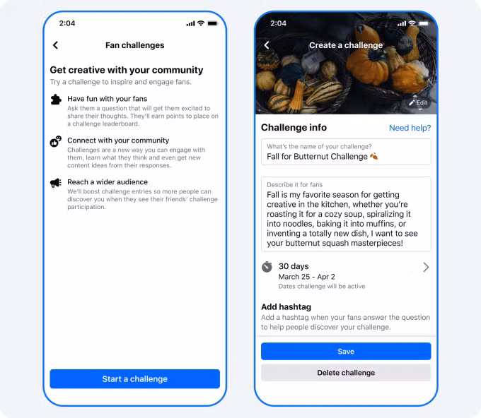 Người sáng tạo nội dung hoặc các KOL có thể tạo thử thách cho fan hâm mộ trên Facebook. Ảnh: Meta