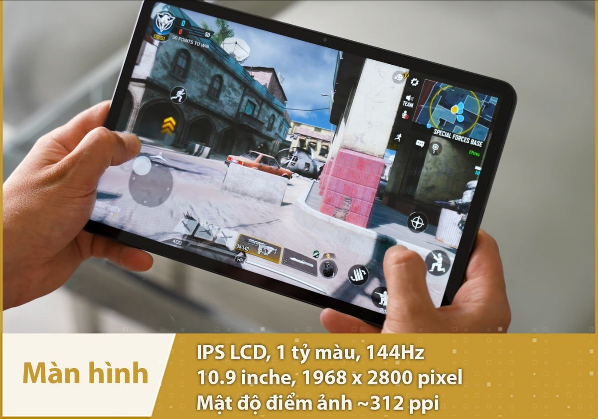 So với các đối thủ, Pad Pro gọn gàng hơn khi sở hữu màn hình LCD 10,9 inch độ phân giải 2.8K, tần số quét 144 Hz.