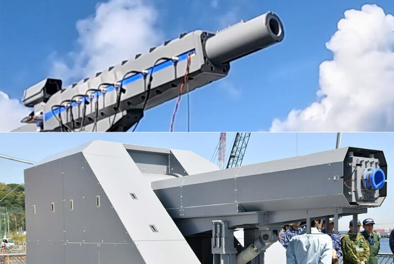 Nhật Bản lần đầu thử nghiệm pháo điện từ vào năm 2023, sử dụng điện để bắn đạn với tốc độ nhanh hơn nhiều so với pháo thông thường, đi kèm khả năng xuyên phá và tầm bắn dài hơn.