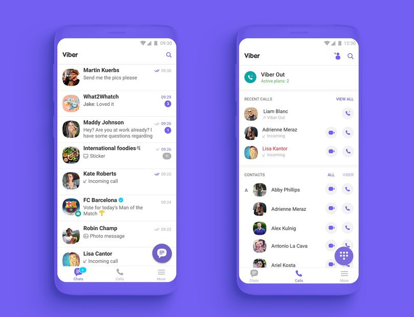 Viber hướng đến sự tiện lợi, gọn gàng, không đẩy mạnh nhiều lớp tính năng như Zalo. Ảnh: Android Police.