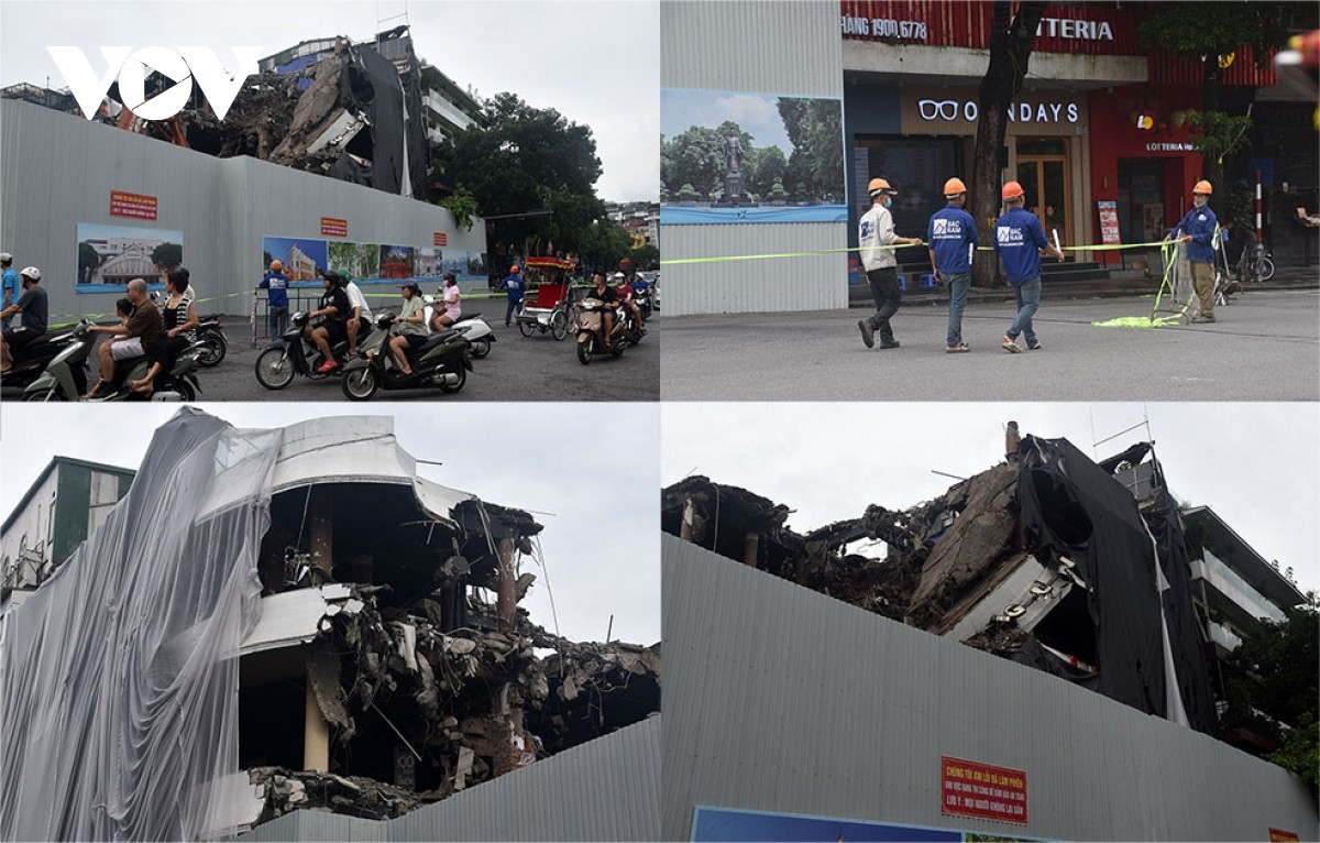 Rào chắn, lưới che cùng dây văng ngăn cách được triển khai để đảm bảo an toàn.