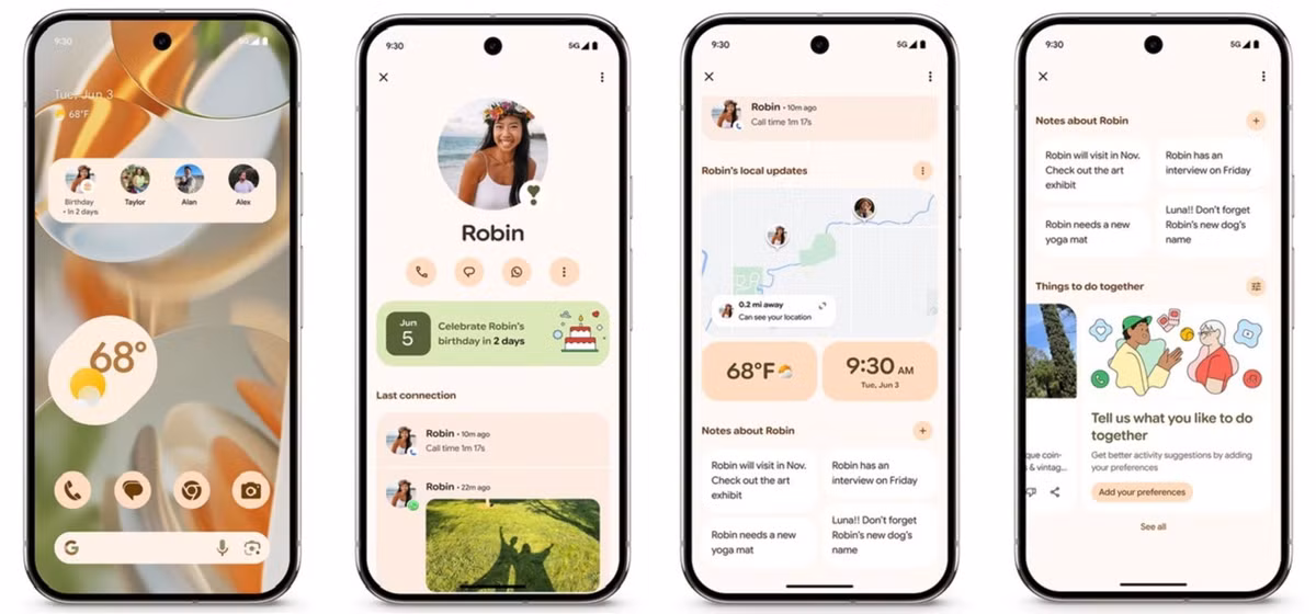 Cùng với phiên bản Android 16 mới, Google đang triển khai bộ nâng cấp tính năng Pixel hàng tháng mới nhất. Tiện ích "Pixel VIPs" mới cho phép bạn xem các tương tác với mục yêu thích trong danh sách liên lạc của mình. Tiện ích này hiển thị các cuộc gọi và tin nhắn gần đây nhất của bạn với người đó, bao gồm bất kỳ cuộc gọi và tin nhắn nào bạn nhận được từ WhatsApp, cũng như các cập nhật như ngày sinh và vị trí nếu liên hệ chọn chia sẻ chúng.