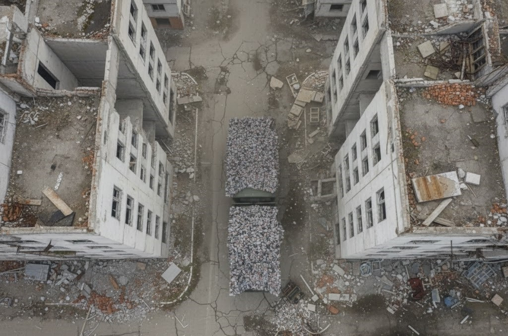 Những hình ảnh này thể hiện mức độ chân thực cao. Các tấm lưới này thích hợp để ngụy trang trong môi trường chiến đấu đô thị, nơi thường xuyên có các chất thải xây dựng như đống gạch, mảnh vụn bê tông và các vật liệu xây dựng khác