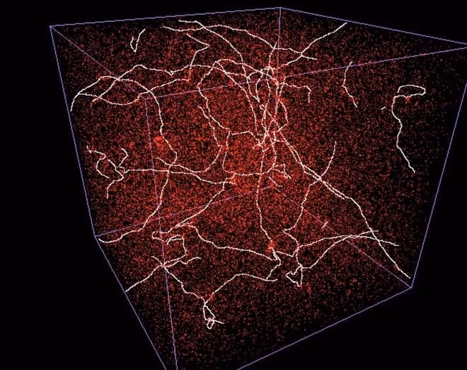 Trong một mặt hồ rộng lớn, những vùng giao thoa giữa các tinh thể nước tạo thành vết nứt. Trên vũ trụ, các vết nứt không thời gian tạo thành các sợi vũ trụ. Tìm kiếm những sợi vũ trụ có thể giúp khẳng định những mô hình vật lý hiện tại cần cải thiện thêm để có thể giải thích các quy luật vũ trụ.