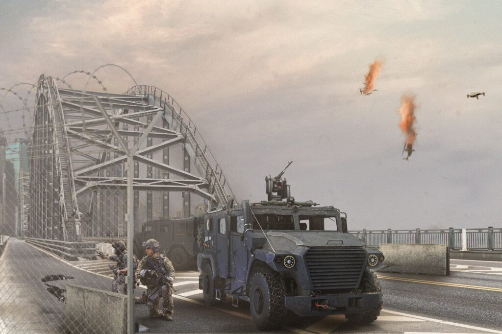 Trong khi xe tăng Abrams và Bradley được trang bị Trophy và Iron Fist được bảo vệ tốt trước tên lửa chống tăng và lựu đạn phóng từ, thiết kế hệ thống bảo vệ chủ động của chúng không phù hợp để chiến đấu với máy bay bốn cánh quạt chậm, thất thường và có độ phản xạ thấp.