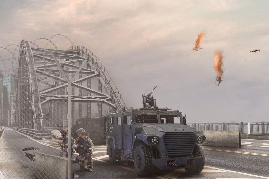 Trong khi xe tăng Abrams và Bradley được trang bị Trophy và Iron Fist được bảo vệ tốt trước tên lửa chống tăng và lựu đạn phóng từ, thiết kế hệ thống bảo vệ chủ động của chúng không phù hợp để chiến đấu với máy bay bốn cánh quạt chậm, thất thường và có độ phản xạ thấp.