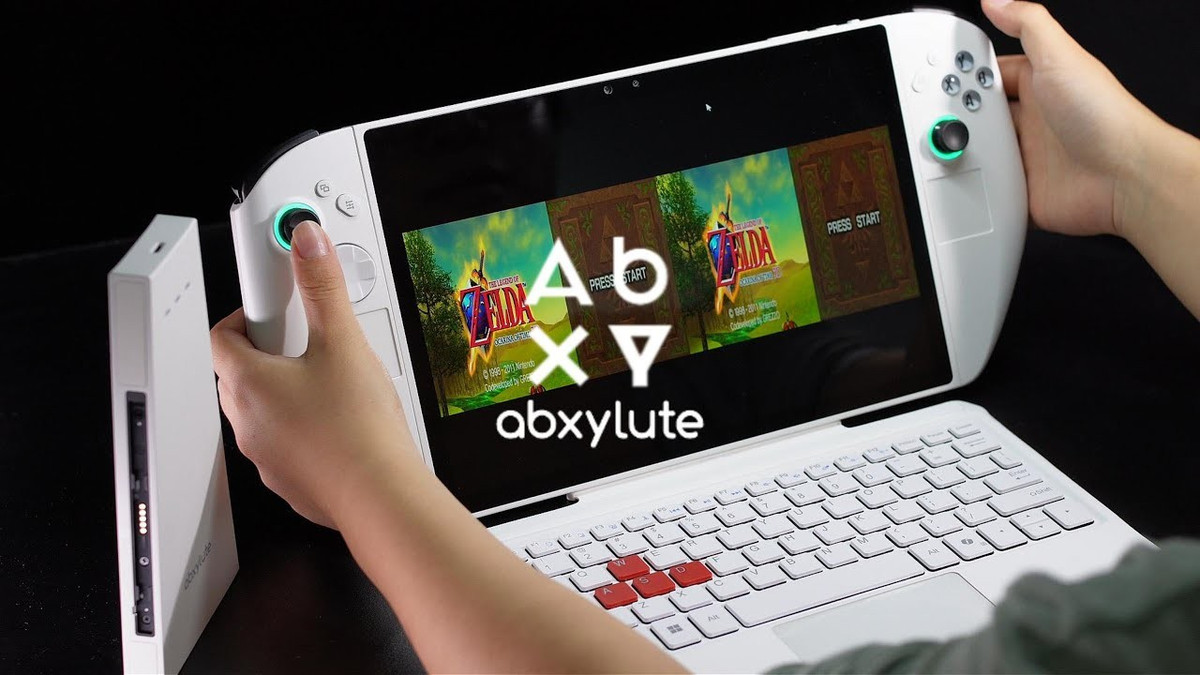 Khi gắn thêm bàn phím kèm chân đỡ, Abxylute 3D One biến thành một laptop mini chơi game. Người dùng cũng có thể dùng phụ kiện cầu nối để chơi theo kiểu gamepad cố định.