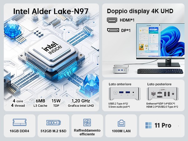 Trên thực tế, bộ xử lý N97 là một bước tiến vượt bậc, thậm chí vượt trội hơn 40% so với người tiền nhiệm Intel N95. Bộ xử lý đồ họa tích hợp (IGP) cũng nhanh hơn 40% so với phiên bản trước, đồng nghĩa với việc bạn sẽ có được sức mạnh và hiệu năng đáng kể chỉ với 140 đô la.