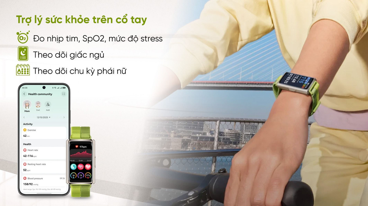 Cả hai mẫu Huawei Band 11 mới đều được trang bị loạt công nghệ theo dõi sức khỏe như Pulse Wave Arrhythmia Analysis nhằm phân tích rối loạn nhịp tim và cảnh báo rung tâm nhĩ, cùng Sleep Breathing Awareness giúp nhận diện bất thường trong nhịp thở khi ngủ.