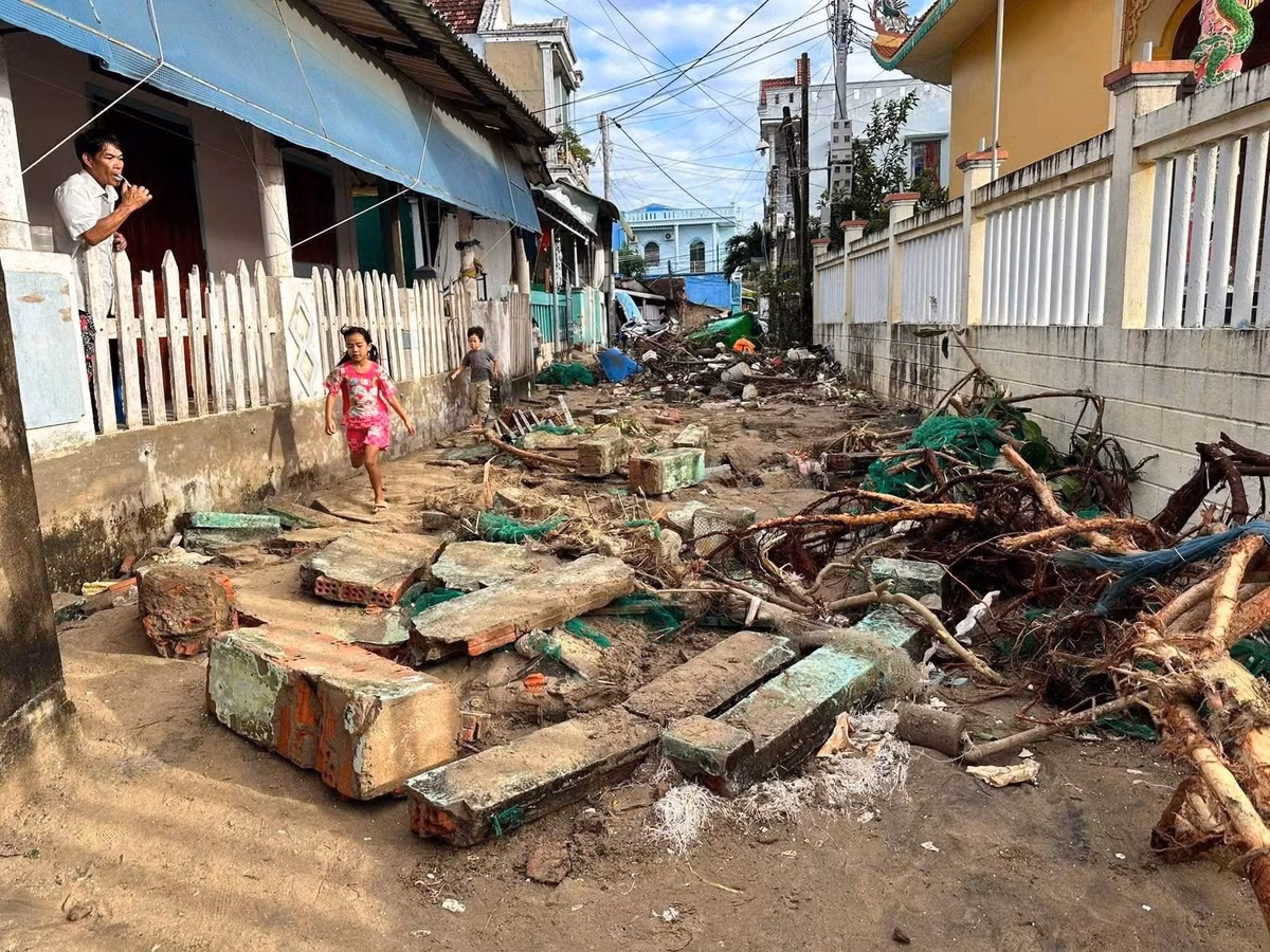 Cây cối cùng vật liệu bị sóng giật sập đẩy trôi vương lại khắp các tuyến đường, môi trường bị ảnh hưởng nghiêm trọng.
