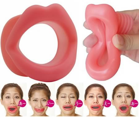 Theo các nhà sáng chế Nhật, để có khuôn mặt thon gọn hoàn hảo, bạn chỉ cần chịu khó đeo khuôn miệng bằng cao su silicon có tên Face Slimmer Exercise Mouthpiece 3 phút mỗi ngày. Sau khi đeo khuôn miệng này, để đạt tác dụng tốt nhất, người dùng được khuyên nói các nguyên âm không ngừng. Việc tập luyện cho miệng kiểu này được quảng cáo là sẽ “tăng cường 12 nhóm cơ mặt một cách toàn diện, mang đến một khuôn mặt săn chắc, trẻ trung hơn”.
