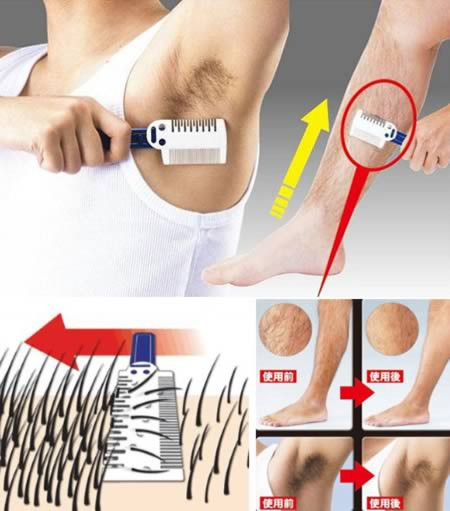 Lược wax lông. Mudage Jolie Body Hair Thinner là một thiết bị giúp phái mạnh tỉa bớt phần lông ở ngực hoặc ở các bộ phận khác trên cơ thể. Cách sử dụng vô cùng đơn giản, chỉ cần đưa nó qua khu vực rậm lông và chải đến khi nào bạn thấy vừa ý.