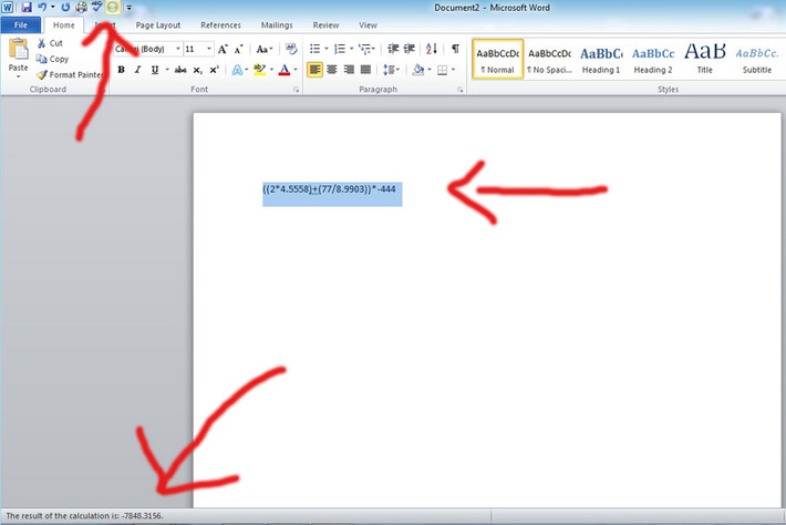 Để có thể tính toán ngay trên màn hình Word mà bạn đang nhập văn bản, hãy vào File > Options > Quick Access Toolbar, chọn All Commands và click vào lệnh Calculate và nhấn Add sang cột Quick Access Toolbar. Bây giờ, nếu bạn đánh dấu phương trình trên văn bản và nhấp vào vòng tròn trên thanh Ribbon, bạn sẽ thấy được kết quả của phép tính đó.