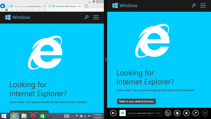 Do Windows 8.1 có hai phiên bản Internet Explorer cùng chạy và gây nhầm lẫn cho người dùng nên rất nhiều kỳ vọng được đặt vào việc Windows 9 có thể mang lại trải nghiệm tuyệt vời hơn với Internet Explorer.