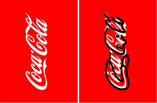 Logo của Coca-Cola giống người đang hít cocaine. Nếu đặt dọc dòng chữ trong logo của Coca-Cola, bạn sẽ thấy hình ảnh một người đàn ông đội mũ đang hít cocaine. Đây là móc sắt quan trọng của nhiều tin đồn cho rằng công ty đã cho một lượng nhỏ cocaine trong đồ uống để gây nghiện.