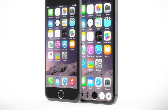 iPhone 6 (trái), thiết kế ý tưởng cho iPhone 7 (phải) - Mặc dù vậy, thật khó để tin rằng Apple sẽ chọn một màn hình hiển thị toàn màn hình, bởi lẽ việc tận dụng không gian xung quanh nút Home có thể phá vỡ thiết kế.