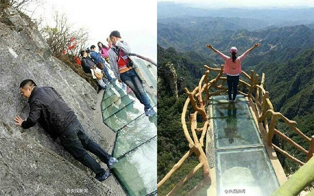 Trong ảnh là con đường kính "sky walk" nổi tiếng ở Hà Bắc, Trung Quốc.