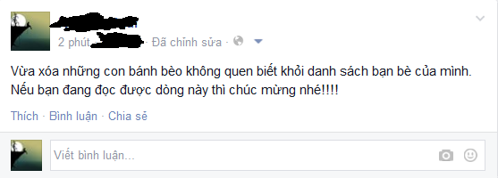 "Thêm bạn thì bớt thù", cuộc sống có nhiều kiểu người, nhưng nhiều người dùng Facebook đã dùng việc xóa bạn bè một là để nói lên rằng mình có nhiều bạn, hoặc nói lên là được làm bạn với mình là có giá, vinh dự như thế nào?