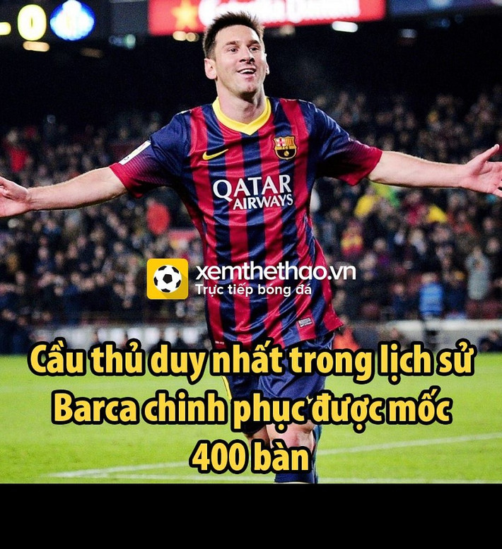 Với cú hat-trick vừa ghi được, Messi đã đi vào lịch sử của Barca với 400 bàn thắng. Anh là cầu thủ ghi nhiều bàn thắng nhất trong lịch sử của đội bóng này.