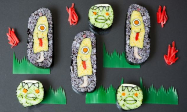 Những chú "chim điên" tinh nghịch được tạo hình khéo léo bằng món sushi.
