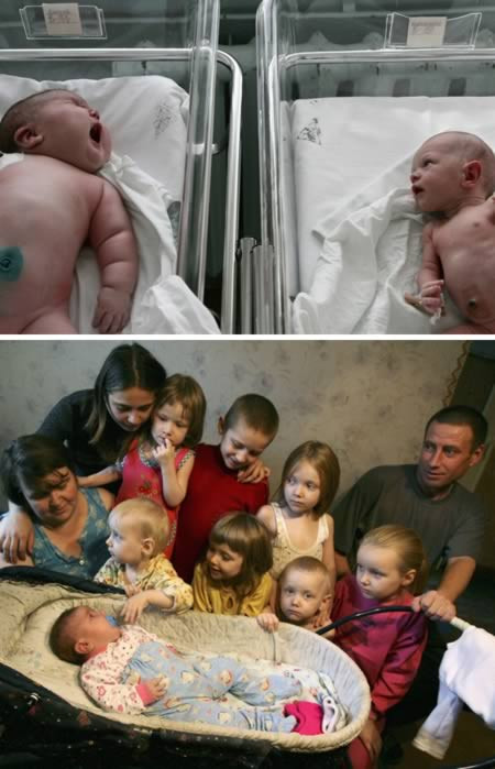 Bé Nadia Khalina ra đời ngày 17/9/2007, là con của cô Tatiana Khalina, 42 tuổi người Siberia. Bé nặng 7,7 kg. Những người con trước đó của cô Tatiana cũng rất bự nhưng bé Nadia vẫn gây ngạc nhiên cho các bác sĩ bởi cô bé quá lớn so với các bé khác.