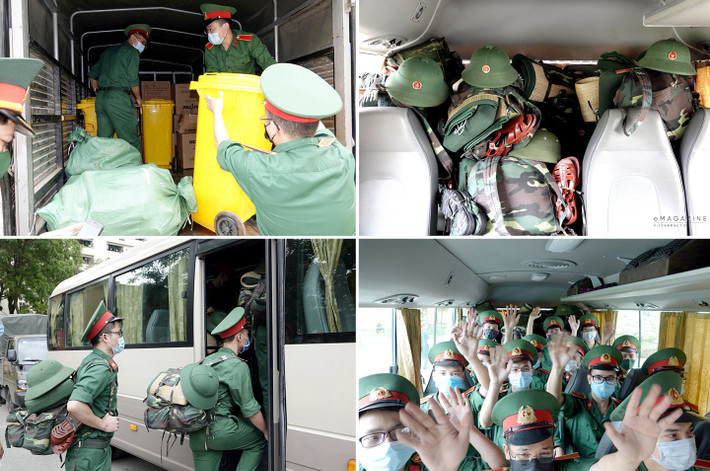 150 học viên Học viện Quân Y tiếp sức Bắc Giang:Ngày 18/5/2021,nhận lệnh tham gia chống dịch COVID-19, 150 học viên gọn gàng ba lô sẵn sàng lên đường tiếp sức cho tâm dịch Bắc Giang. Những thanh niên trẻ tuổi đã chiến đấu như những chiến sỹ kiên cường nhất. (Ảnh: Vietnamnet)