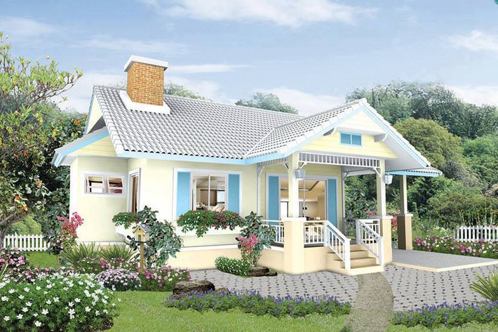 Mẫu nhà này cũng đơn giản, gọn nhẹ, không phô trương cầu kì. Nhà nằm e ấp trong khuôn viên vườn hoa là sự lựa chọn tuyệt vời cho những gia đình ưa thích sự đầm ấm, nhỏ nhắn và xinh xắn.