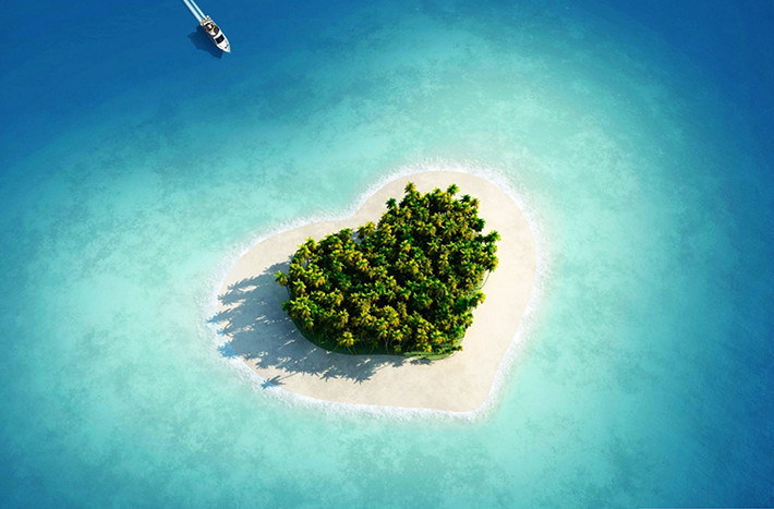 Heart-Shaped Tropical Island Tải wallpaper (nhiều kích cỡ)