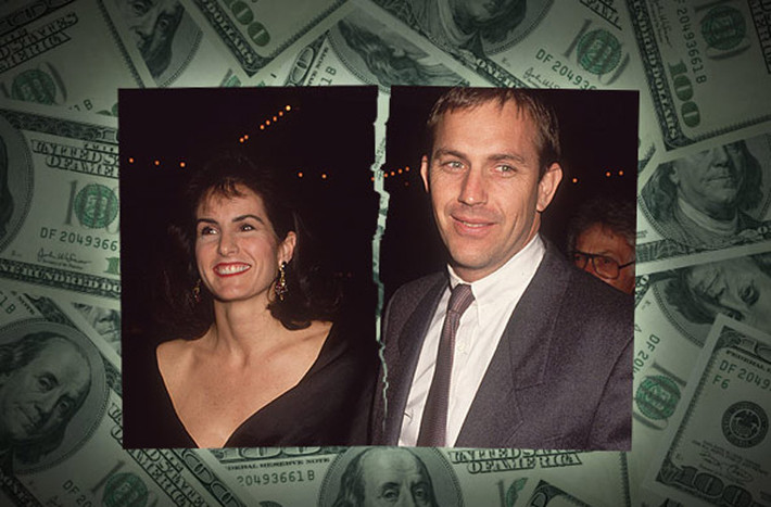 Kevin Costner và Cindy Coster chia tay sau 16 năm mặn nồng và khi ra đi Cindy được chồng chia cho 80 triệu USD.