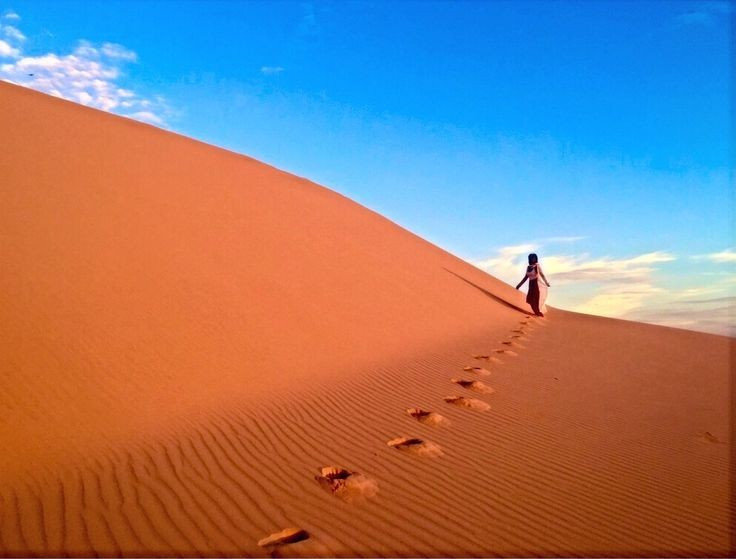 Mui Ne Sand Dunes (អតីត Binh Thuan) ។ ពន្លឺព្រះច័ន្ទបញ្ចេញប្រាក់នៅលើវាលខ្សាច់ដ៏ធំល្វឹងល្វើយ បង្កើតបានជាទិដ្ឋភាពវេទមន្តដូចនៅលើភពផ្សេង។ រូបថត៖ Pinterest ។ Đồi cát Mũi Né (Bình Thuận cũ). Ánh trăng dát bạc lên những đồi cát rộng mênh mông, tạo nên khung cảnh huyền ảo như ở một hành tinh khác. Ảnh: Pinterest.