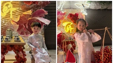 2 nhóc tỳ nhà Đàm Thu Trang đón Tết sớm tại biệt thự triệu đô