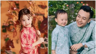 Khoảnh khắc đáng yêu của nhóc tỳ nhà sao Việt trong áo dài ngày Tết