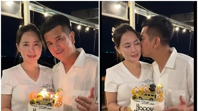 Khoảnh khắc ngọt ngào của Hùng Thuận bên vợ trong ngày sinh nhật