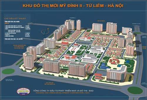 UBND TP Hà Nội còn cho rằng, HUD xây dựng công trình trái phép trên ô đất ký hiệu CC3A, B, C trong Khu đô thị mới Mỹ Đình 2 (Từ Liêm, Hà Nội). Ảnh: Phối cảnh dự án Khu đô thị mới Mỹ Đình 2 của HUD.
