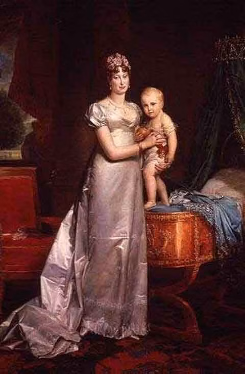 Hoàng hậu Marie Louise và con trai.