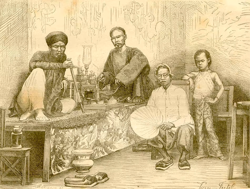 Những người đàn ông Sài Gòn hút thuốc phiện.