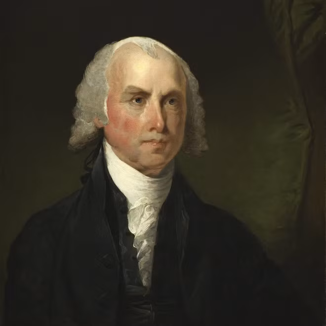 br/> 5. James Madison - tổng thống thứ 4 của Mỹ - được coi là cha đẻ của hiến pháp. Ông sinh trưởng trong gia đình danh giá ở Virginia. Ông Madison từng có sự nghiệp luật sư thành công và ngày càng giàu có trong thời gian làm chính trị. Trước khi đắc cử tổng thống, ông Madison từng là nghị sĩ và Ngoại trưởng. Theo USA Today, vị cố tổng thống này có khối tài sản khoảng 112 triệu USD. Ảnh: History.