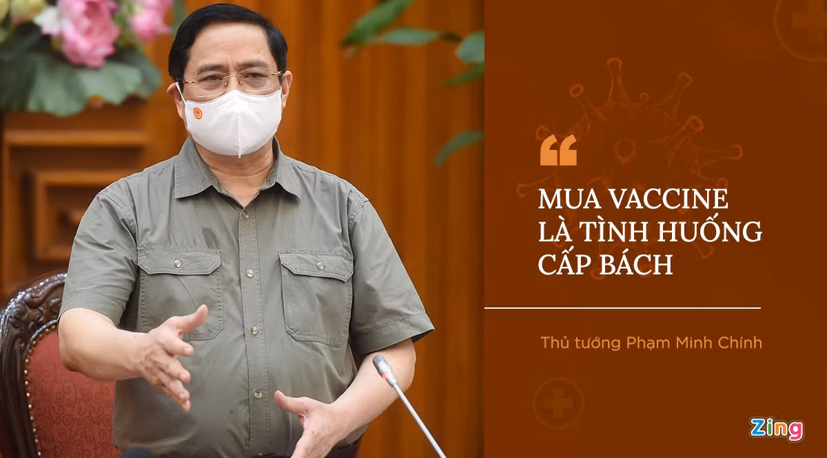 Khi dịch diễn biến phức tạp với số ca nhiễm rất lớn từng ngày, Thủ tướng triệu tập cuộc họp Thường trực Chính phủ về việc mua vaccine phòng Covid-19 của Công ty Pfizer. Trong điều kiện chống dịch như chống giặc”, khan hiếm vaccine phòng, chống Covid-19 trên toàn cầu, Thủ tướng nhấn mạnh việc mua vaccine là tình huống cấp bạch, phải được xử lý theo trường hợp đặc biệt, cấp bách và phải thực hiện ngay. Vì thế, việc lấy ý kiến các thành viên Chính phủ ngay lập tức được triển khai, đa số thống nhất chủ trương này.