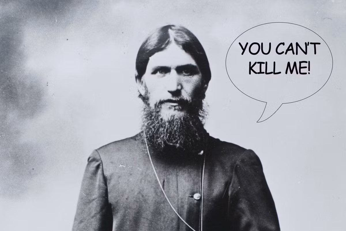 Nhưng Rasputin vẫn sống sót một cách kỳ diệu. Cuối cùng, ông ta bị trói và ném xuống một dòng sông băng. Thi thể của Rasputin đã được phát hiện vài ngày sau đó