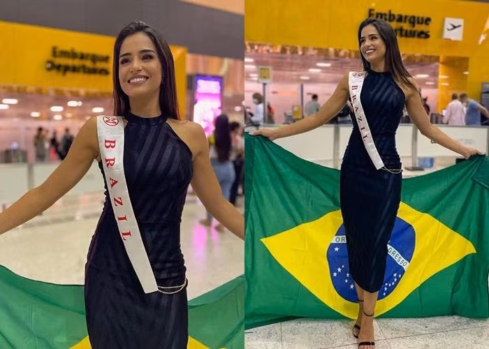 Đại diện Brazil - Caroline Teixeira - thu hút với vẻ đẹp ngọt ngào.