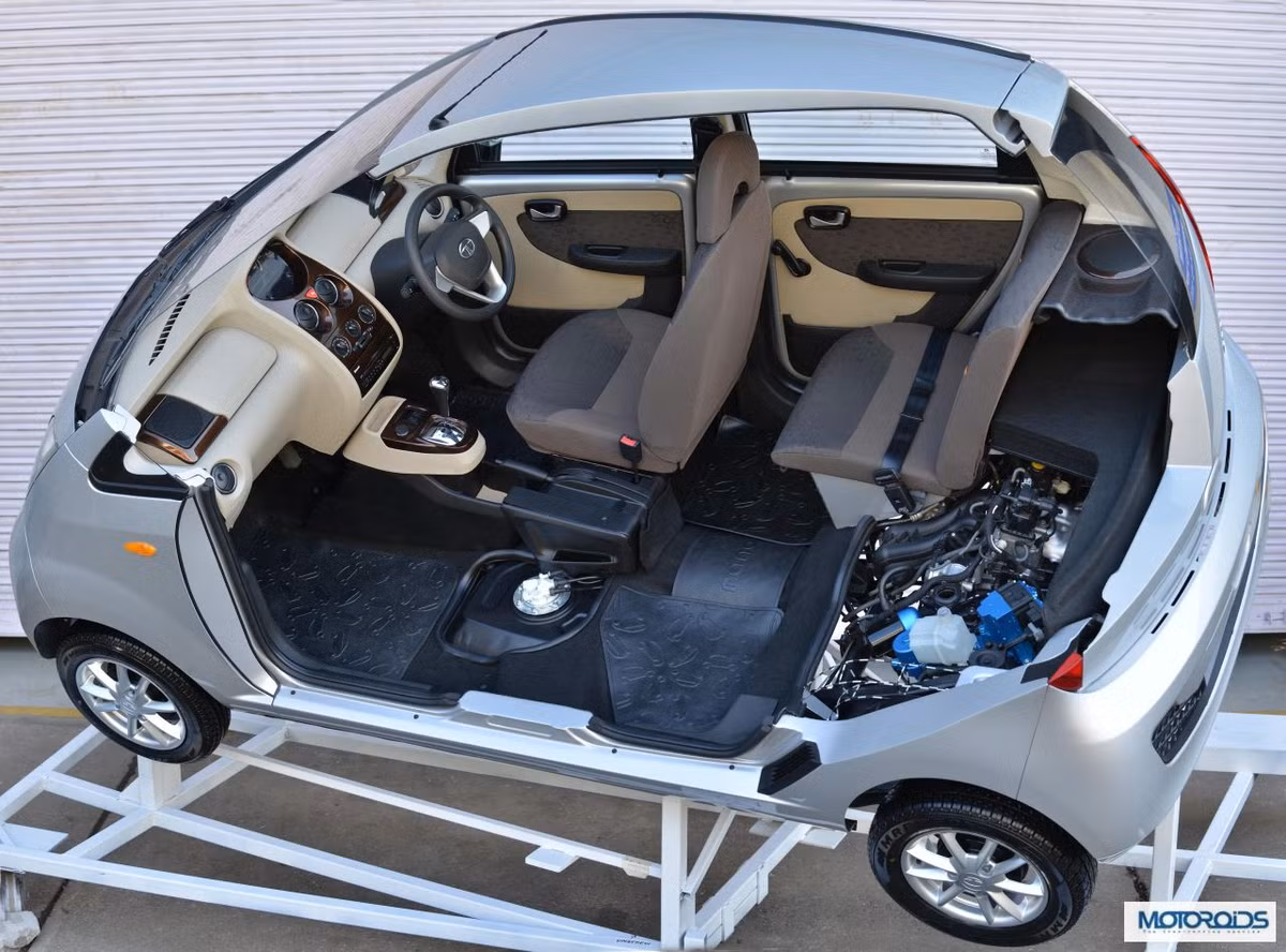 Mô hình cắt lớp của chiếc ô tô Tata Nano được thiết kế siêu tiết kiệm diện tích, giảm thiểu mức tiêu thụ năng lượng.