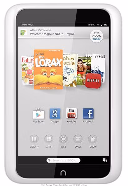 Đại diện cuối cùng là một tablet khá ít tên tuổi. Nhiều người vẫn còn khá xa lạ với cái tên Nook HD đến từ Barnes &amp; Noble (B&amp;N) song với thiết kế gọn nhẹ, giá thấp, màn hình sắc nét, Nook HD sẽ là lựa chọn hợp lí nếu bạn muốn sở hữu máy tính bảng nhẹ, mỏng mà vẫn có nhiều chức năng. Thiết bị này có độ dày khoảng 11mm và cân nặng 315g.
