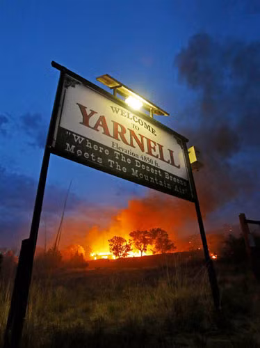 Hình ảnh cháy rừng ở đồi Yarnell, Arizona.