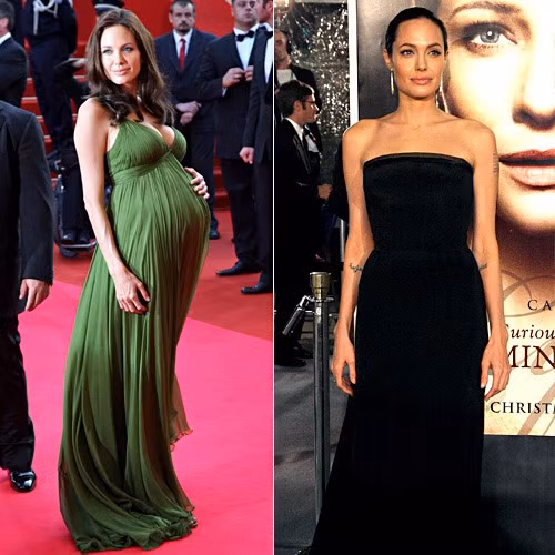 Angelina Jolie. Chế độ ăn uống và tập luyện hợp lý đã giúp ngôi sao Hollywood này nhanh chóng lấy lại vóc dáng. Theo bật mí của Angelina, tập yoga đã giúp cô giảm được 10 kg sau khi sinh. Ngoài ra, uống trà gừng và tỏi cũng là cách hữu hiệu để nữ diễn viên gợi cảm này giảm cân. Một lần nữa, Angelina cũng nhấn mạnh việc cho con bú có thể giúp phụ nữ giảm cân đáng kể.