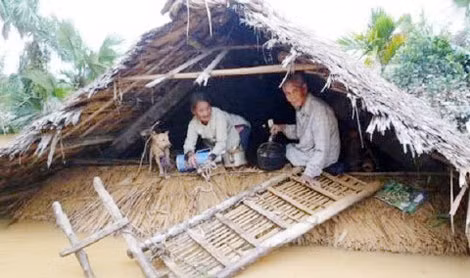 Trong các trận lũ lụt lớn ở miền Trung, cái tra là cứu tinh của rất nhiều gia đình, giúp họ giữ được sinh mạng và của cải khi nước lên ngập nhà. Vậy cái "tra" là cái gì? Ảnh: CAND.