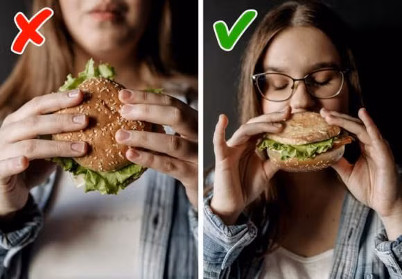Cách ăn hamburger đúng cách là lật ngược nó lại.