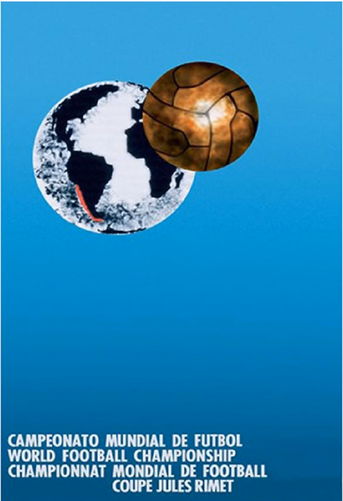 Poster World Cup Chile 1962 thể hiện trái bóng như một vệ tinh xoay quanh trái đất khi nhìn từ vũ trụ. Ảnh: FIFA.