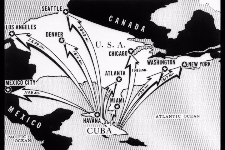 Nếu đặt tại Cuba, tên lửa Liên Xô có khả năng tấn công phần lớn lãnh thổ nước Mỹ.