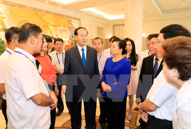 Chủ tịch nước Trần Đại Quang dự Chương trình Tổng duyệt các hoạt động của Tuần lễ Cấp cao APEC 2017. (Ảnh: Nhan Sáng/TTXVN)