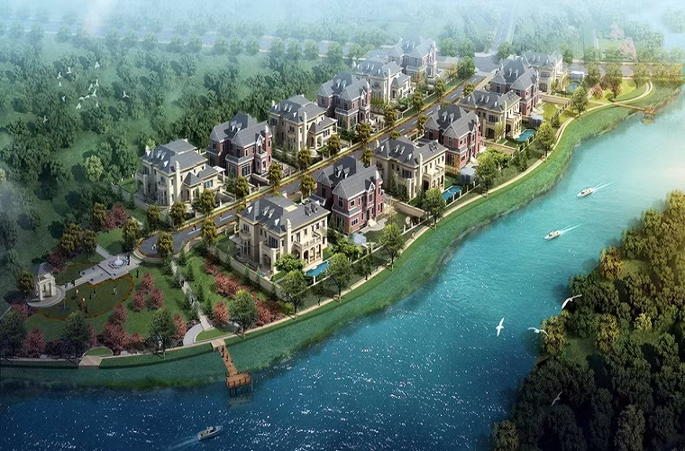 Và mô hình biệt thự hàng triệu đô đó đã được Rose Valley Mê Linh - Hà Nội "bắt chước" với khu biệt thự vườn theo phong cách Anh, Pháp, Ý... (Ảnh chụp phối cảnh dự án). 